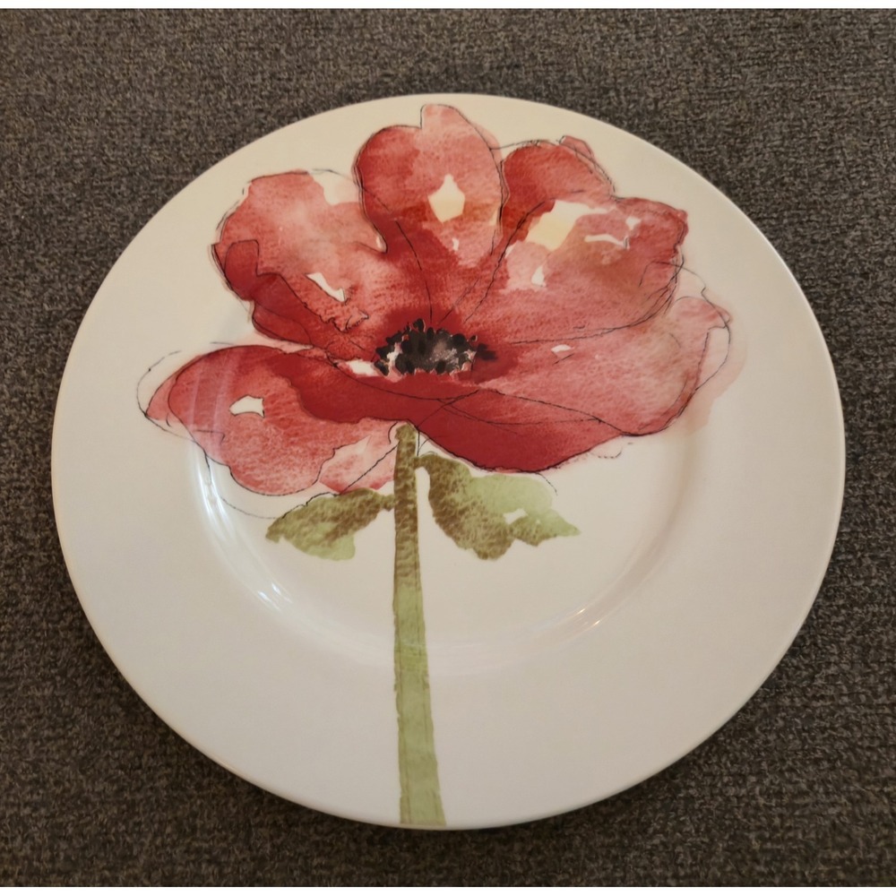 Royal Stafford Red Poppy 11" Dinner Plate Burslem England Watercolor Floral